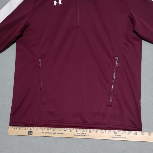 Under Armour Storm Fleece Hoodie Men's Large Maroon White Sweatshirt Sweater NEW - Picture 10 of 14